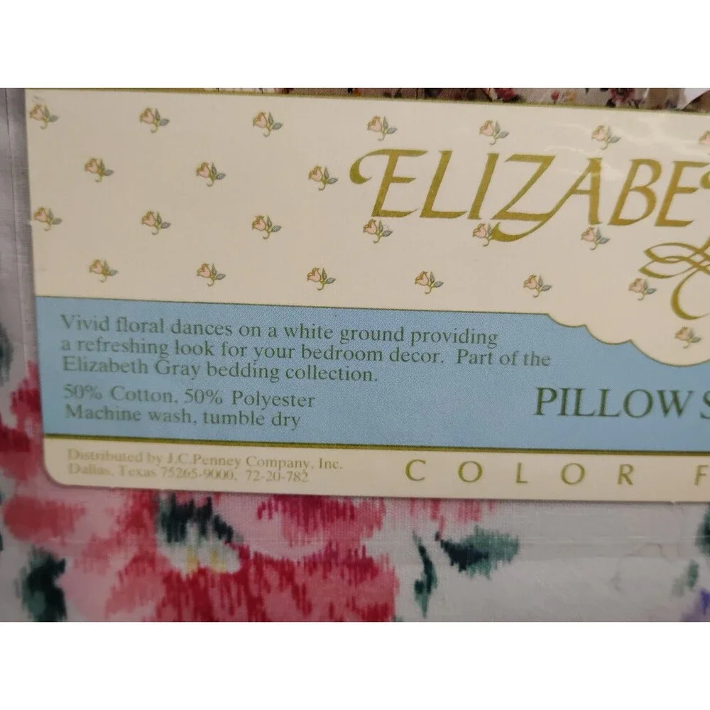 3 Elizabeth Gray Standard Pillow Sham Summer Dream Pattern Floral w Piping Trim